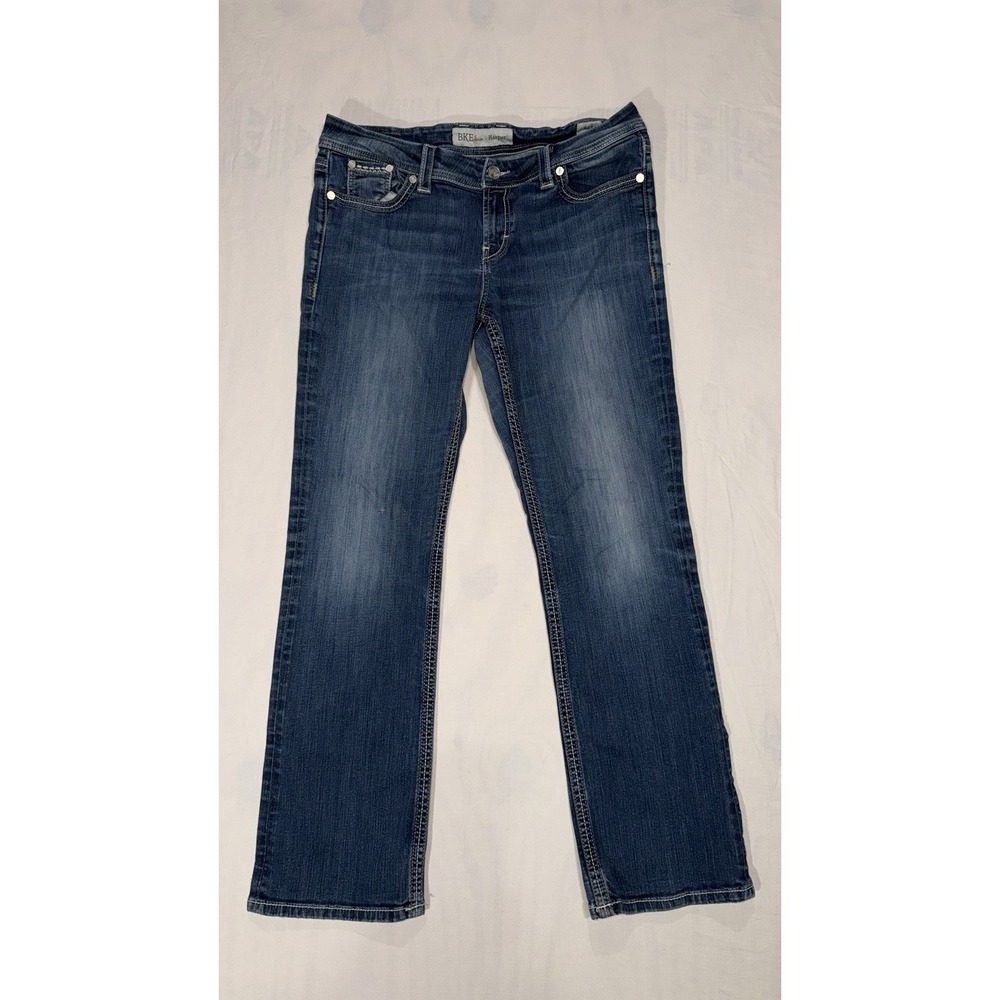 Women's BKE Buckle Harper Jeans Blue Stretch Denim Bootcut Size 34x33.5